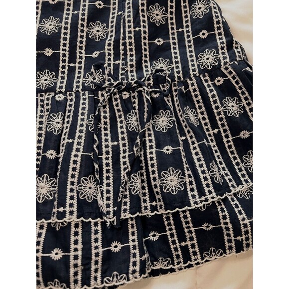 Whiteroom + Cactus Blue White Embroidered Pleated Mini Skirt Bow Size M - Picture 3 of 9